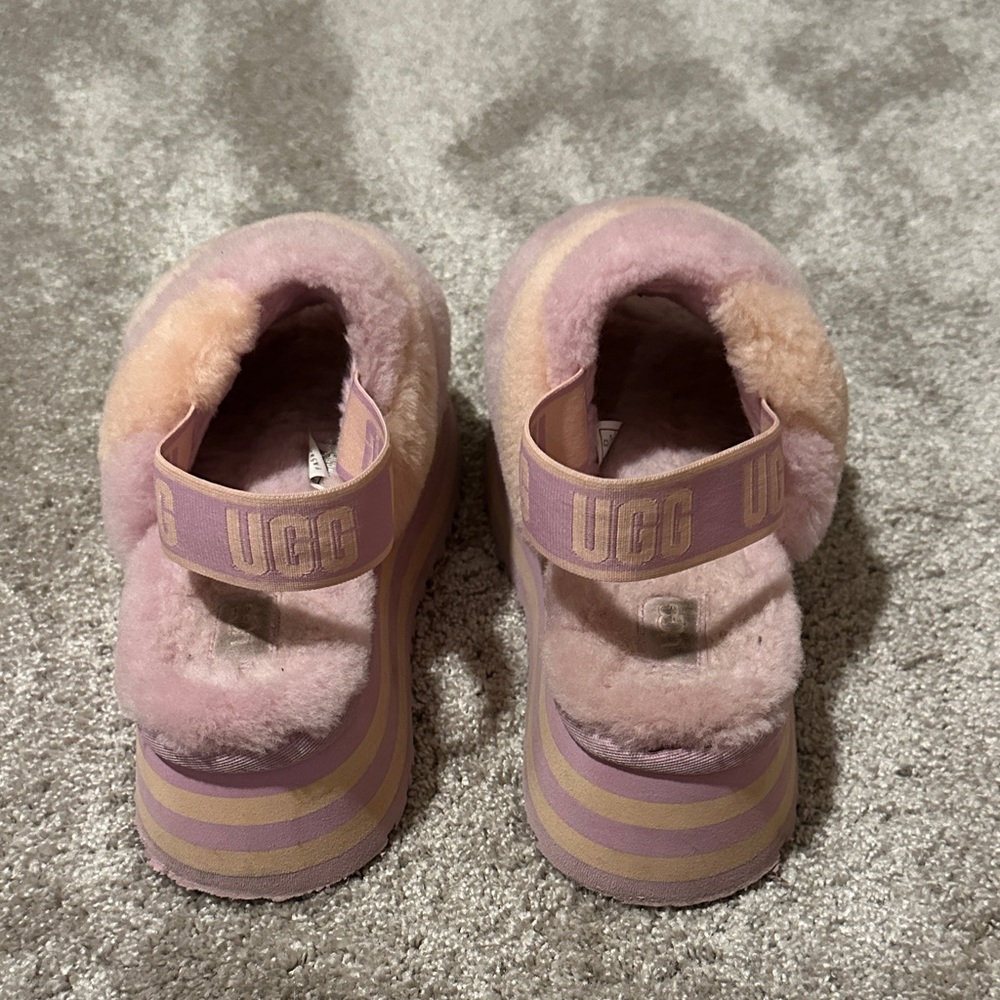 UGG Kids Pastel Pink Fluffy Slippers